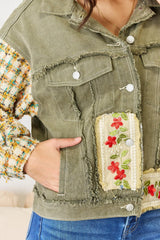 Veste boutonnée brodée à ourlet brut POL