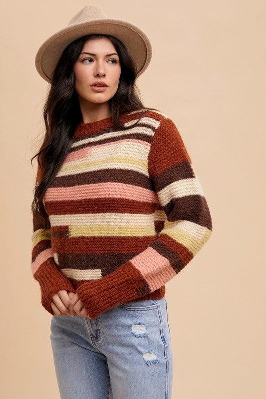 Pull à manches longues et col rond à blocs de couleurs Annie Wear