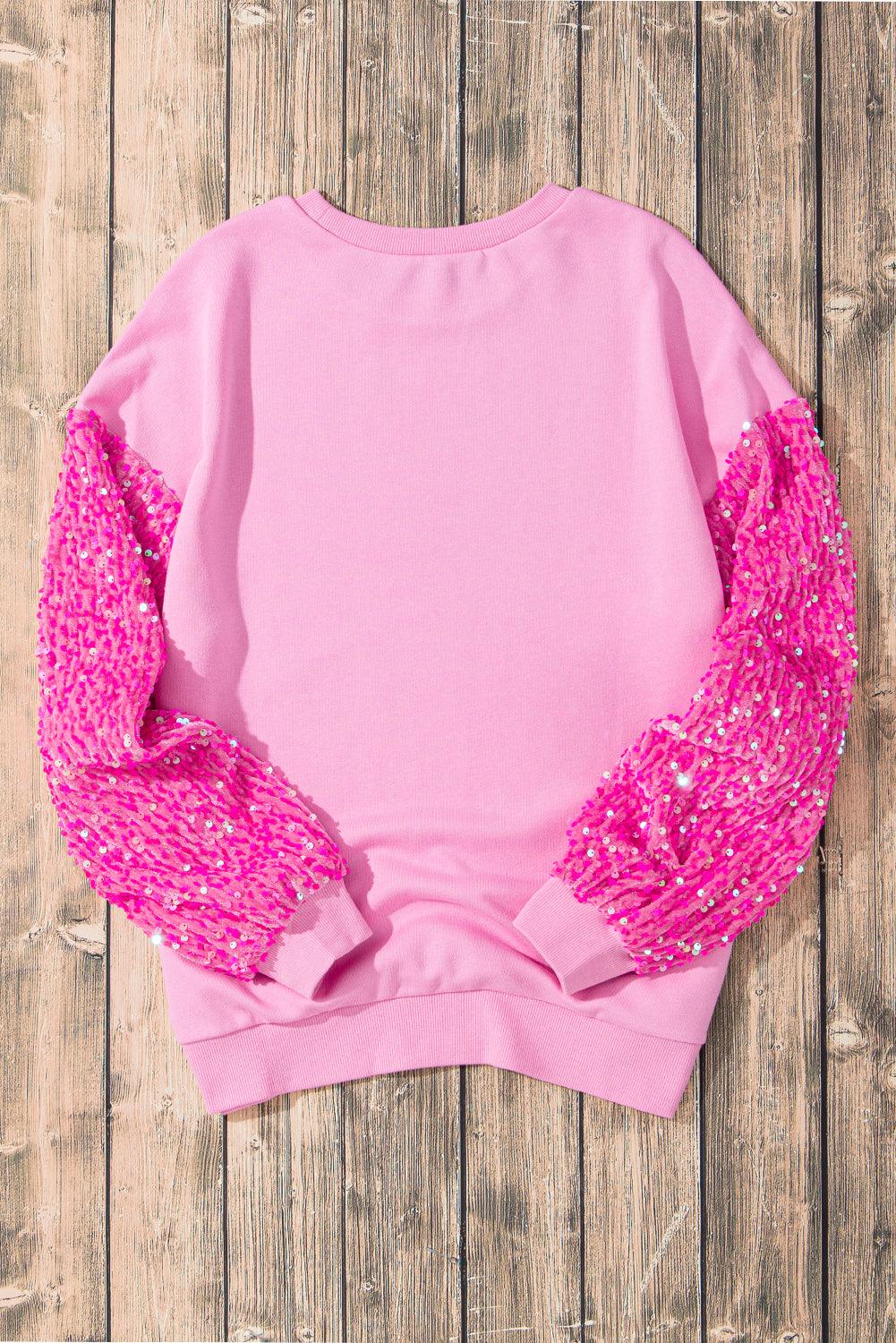 Sweat-shirt à manches longues en forme de cœur à paillettes pour la Saint-Valentin
