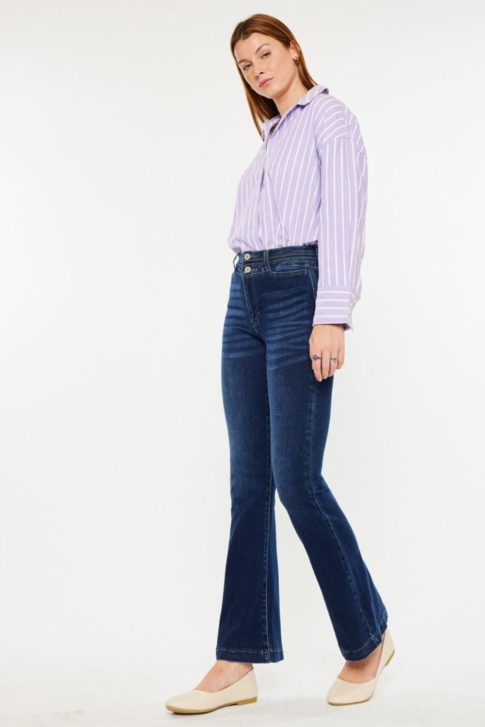 Jean évasé taille haute Kancan à double ceinture