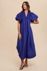 Robe mi-longue à manches bouffantes et froncées Annie Wear