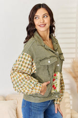 Veste boutonnée brodée à ourlet brut POL