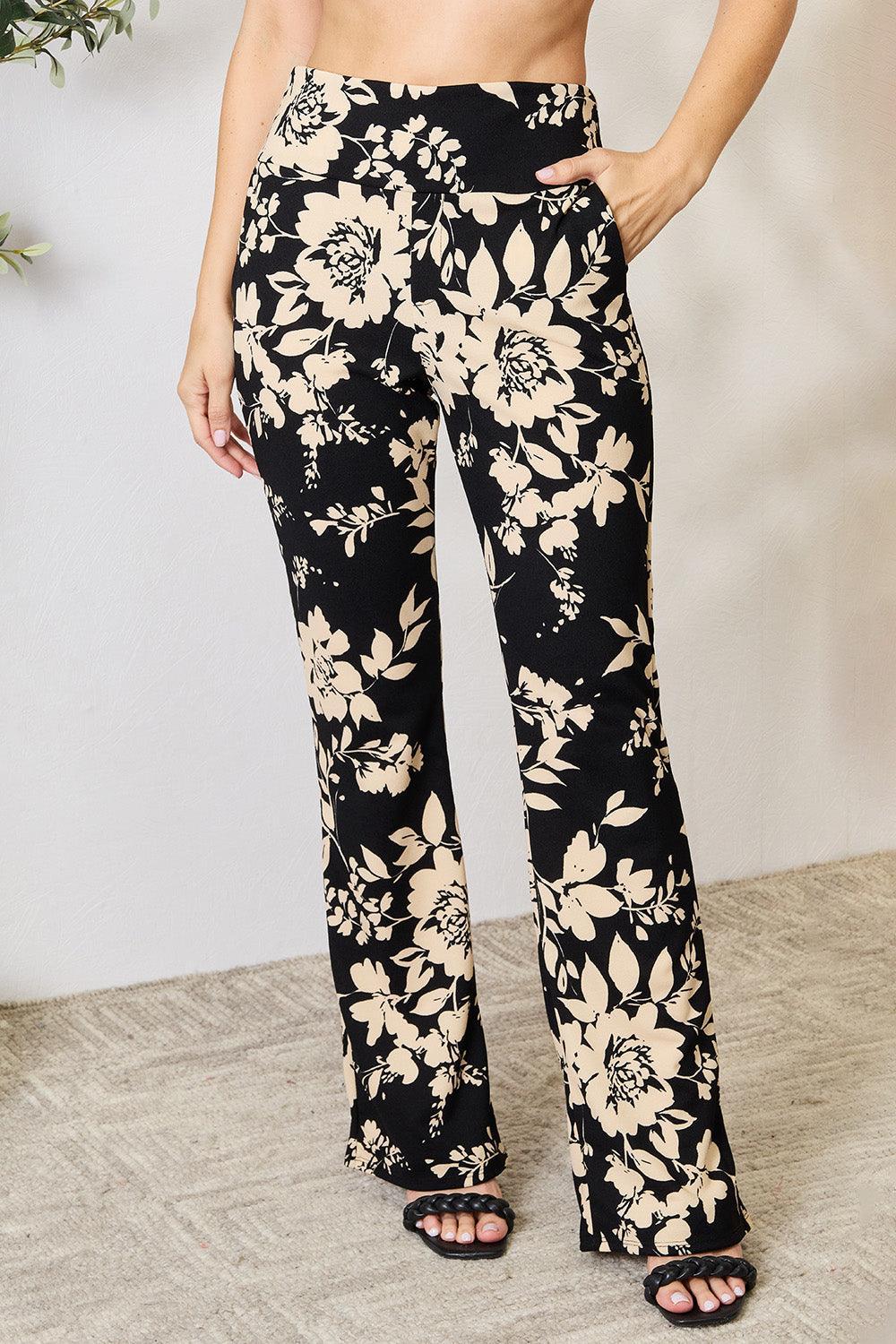 Pantalon évasé taille haute à imprimé floral Heimish