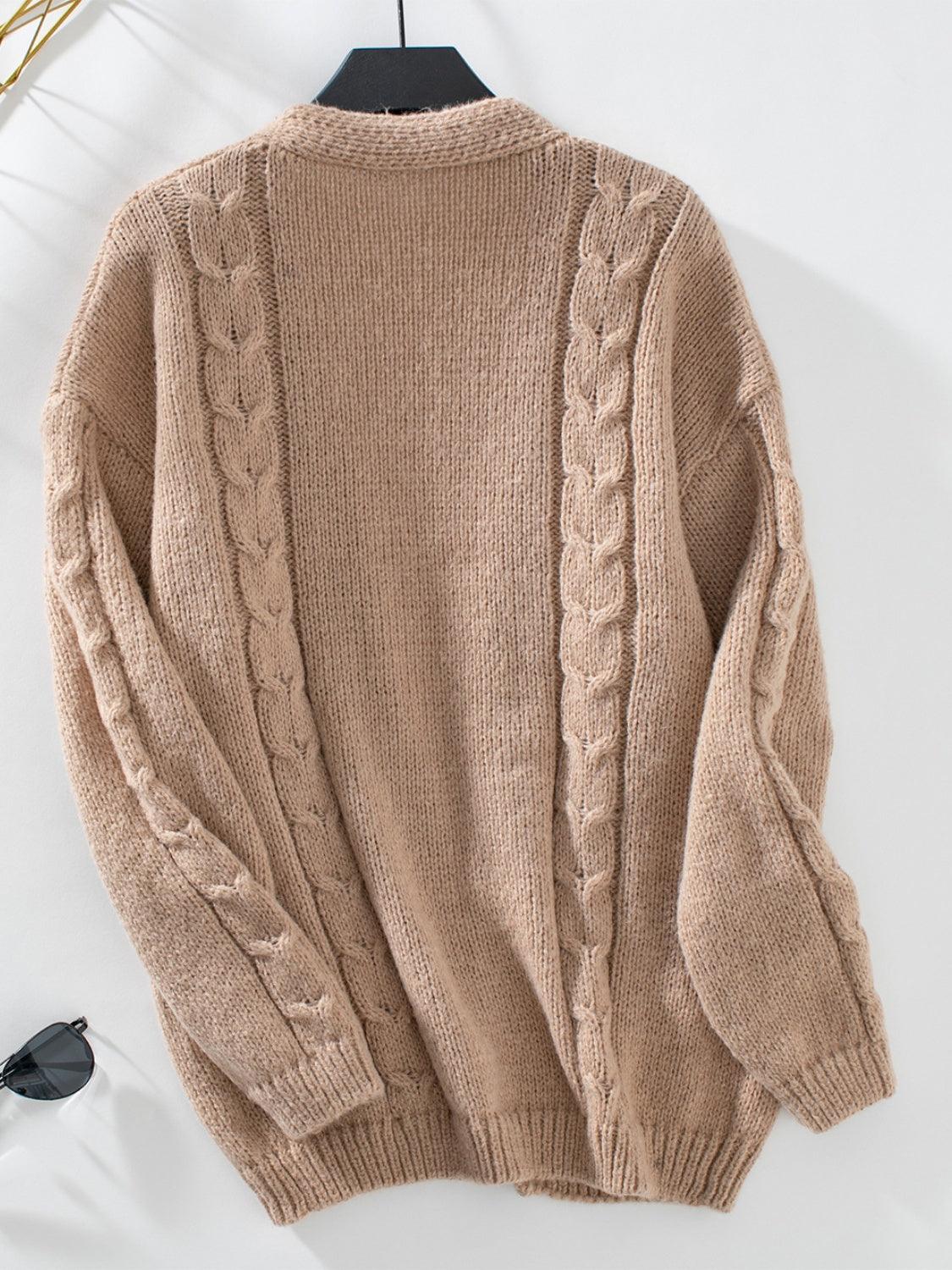 Cardigan ouvert à manches longues en maille torsadée