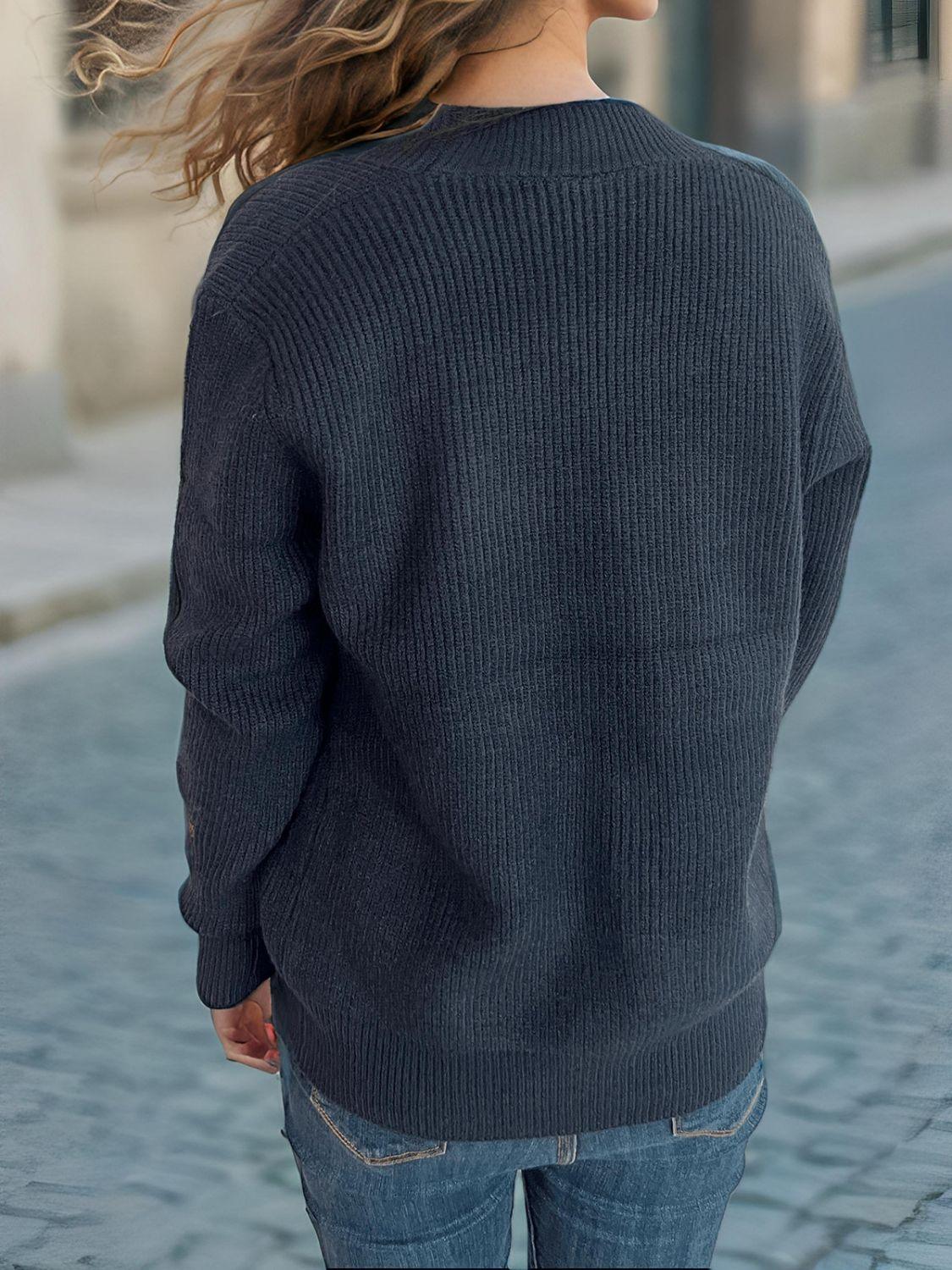 Cardigan à manches longues et col en V avec boutons contrastés