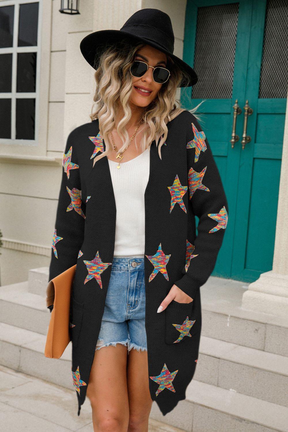 Cardigan ouvert à manches longues avec ailes d'ange et étoile