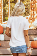 T-shirt à manches courtes et col rond avec motif citrouille