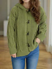 Cardigan à capuche à manches longues en maille torsadée