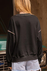 Sweat-shirt à manches longues et col rond avec cœur en strass pour la Saint-Valentin