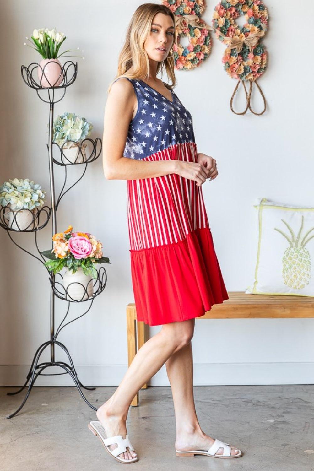 Robe débardeur contrastée à thème drapeau américain Heimish