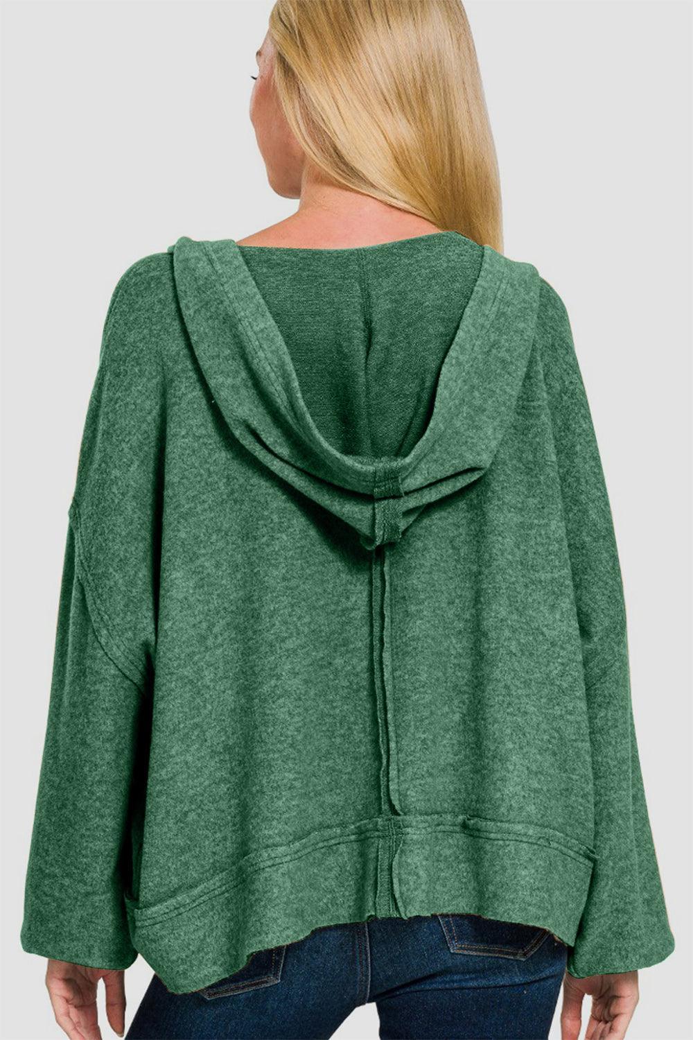 Sweat à capuche à coutures apparentes Zenana Brushed Hacci
