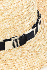 Chapeau de paille à large bord avec lanière Fame