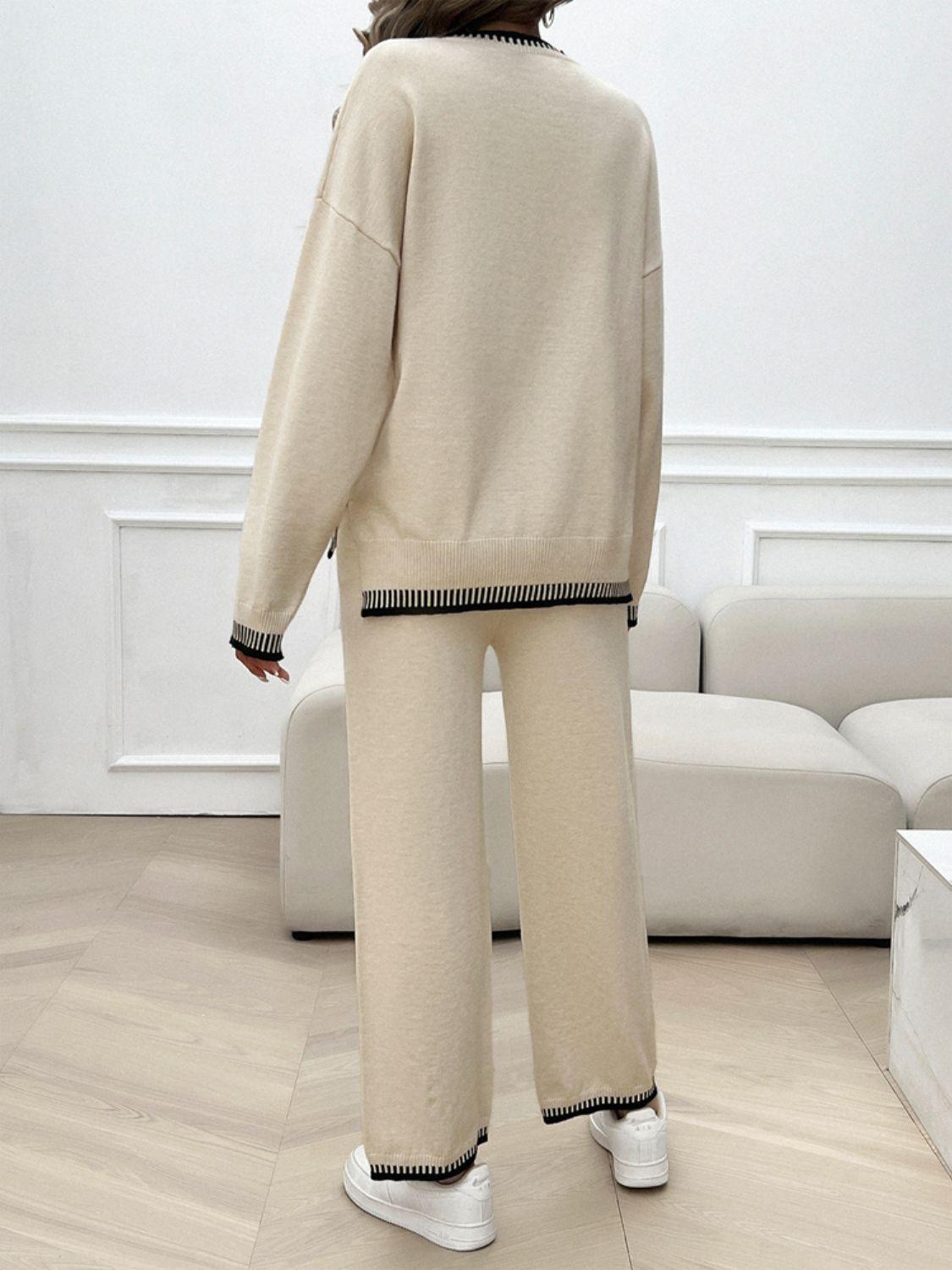 Ensemble pull-over à col rond et épaules tombantes Devine et pantalon