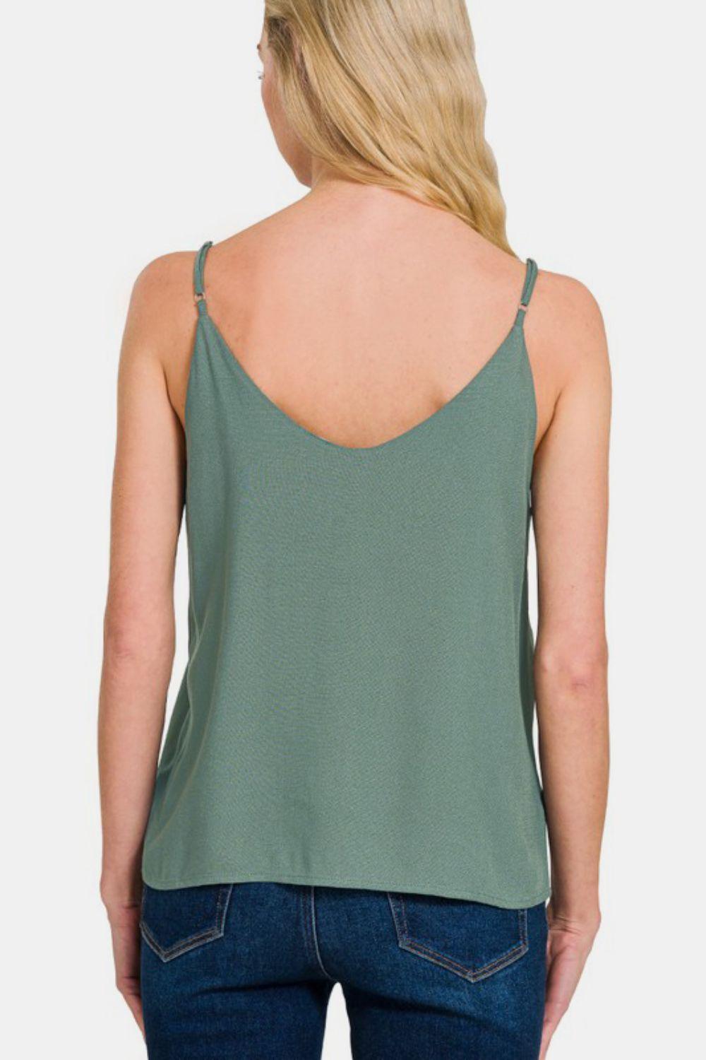 Camisole à bretelles spaghetti à deux épaisseurs Zenana