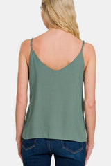 Camisole à bretelles spaghetti à deux épaisseurs Zenana