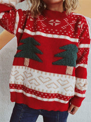 Pull à manches longues et col montant avec motif sapin de Noël