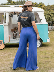 Pantalon large à rayures grande taille