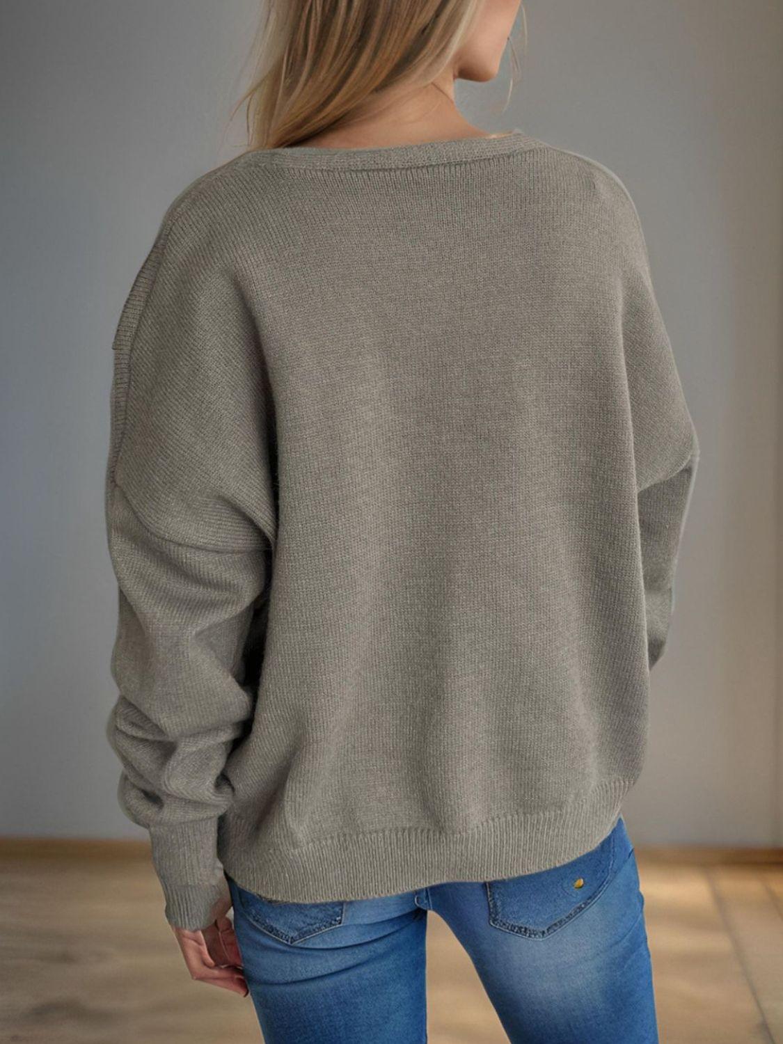 Cardigan boutonné à col en V avec motif marguerite