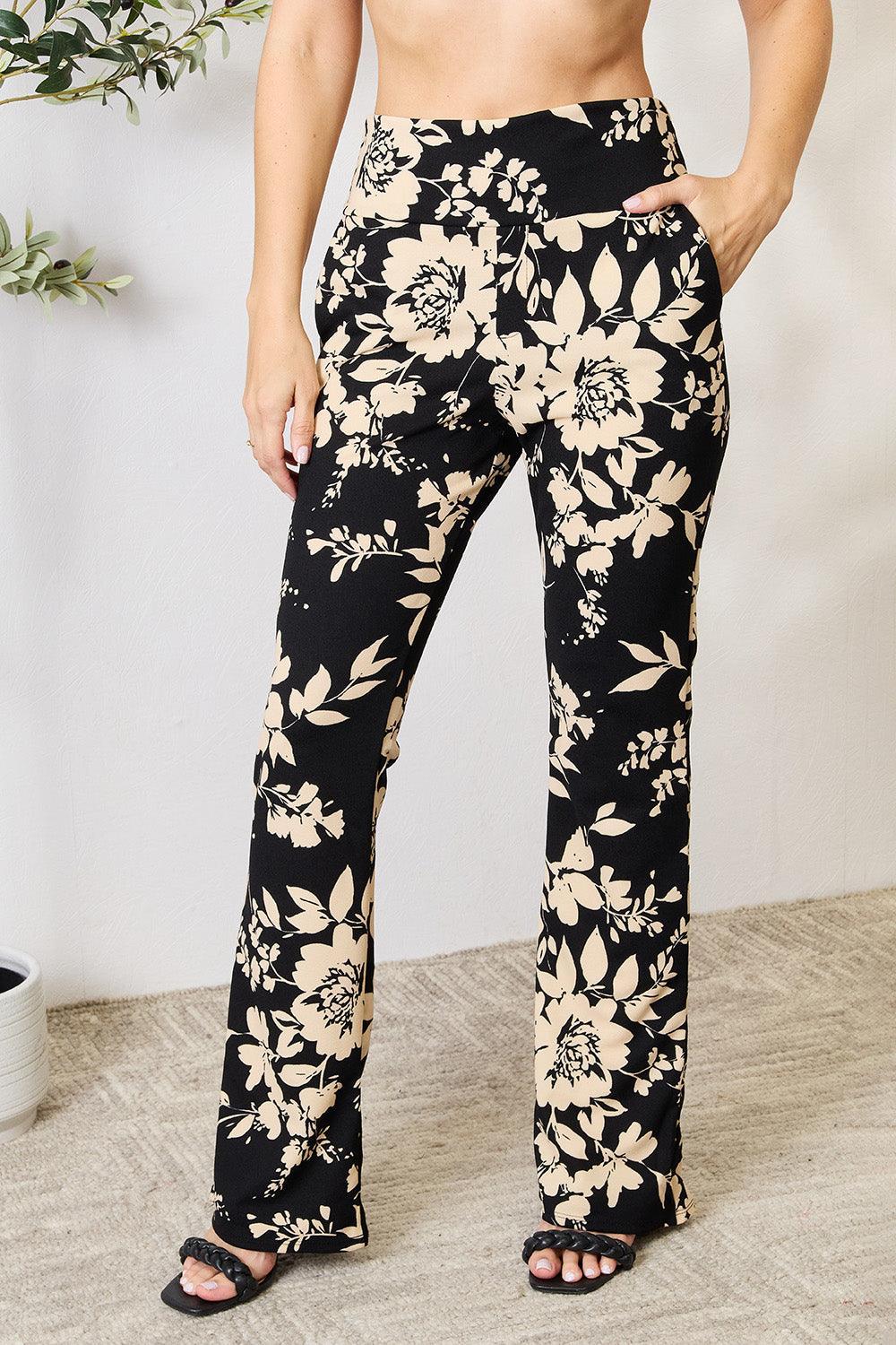 Pantalon évasé taille haute à imprimé floral Heimish