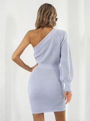 Robe mini-pull à une épaule