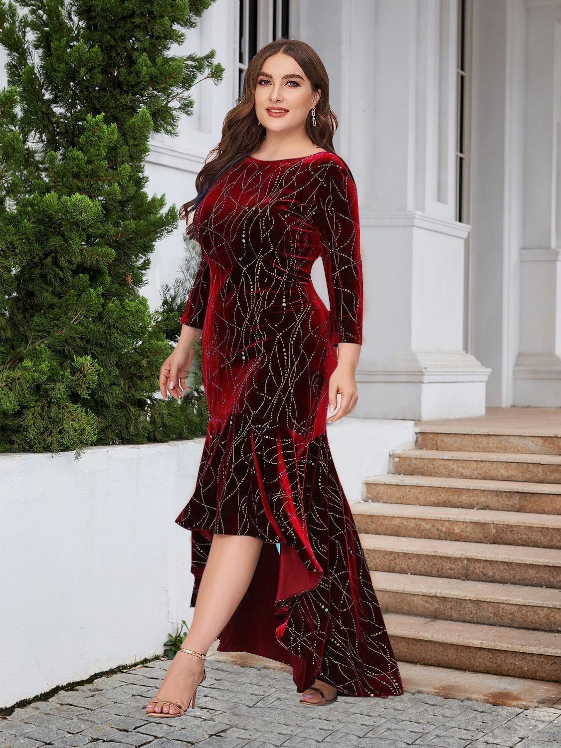 Robe asymétrique à ourlet volanté grande taille