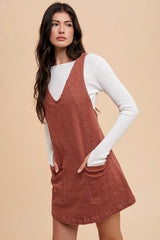 Robe salopette en jean à bretelles réglables et col en V avec poches Annie Wear