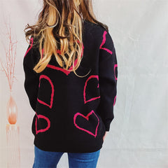 Pull à manches longues à motif coeur
