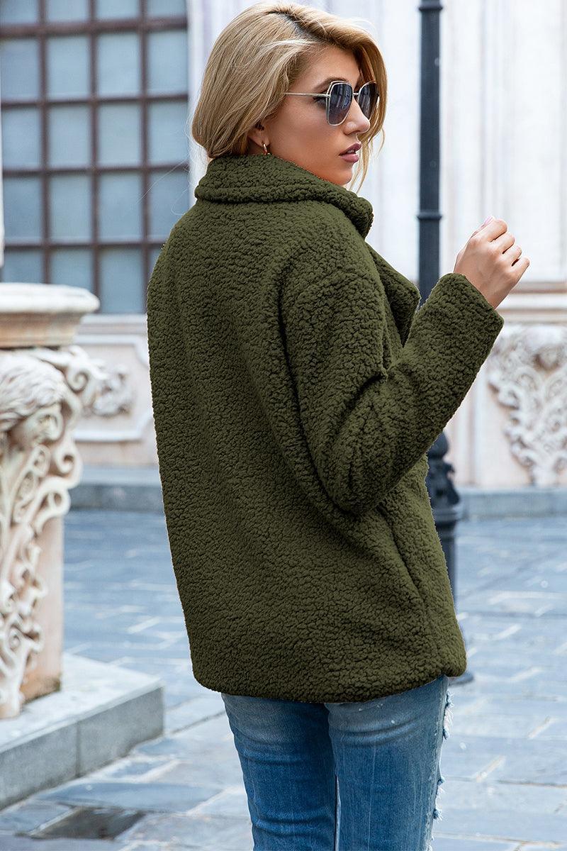 Manteau en sherpa à col à revers pleine grandeur Ivy Lane