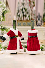 Lot de 2 housses pour bouteilles de vin en forme de robe de Noël