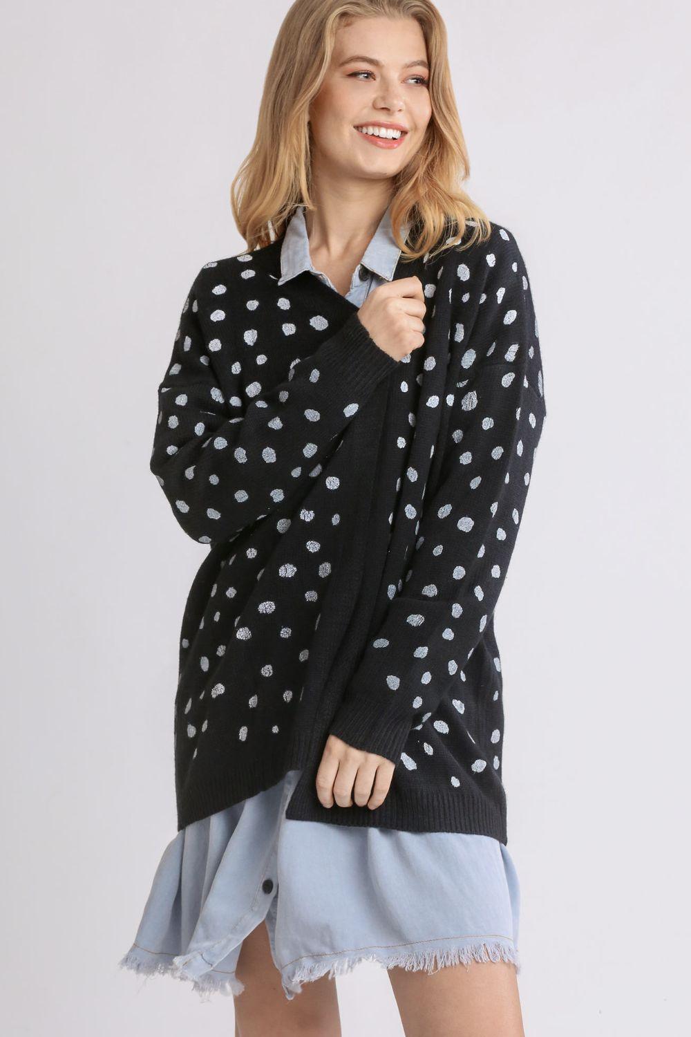 Cardigan ouvert à pois et épaules tombantes Umgee
