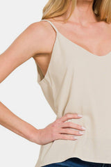 Camisole à bretelles spaghetti à deux épaisseurs Zenana