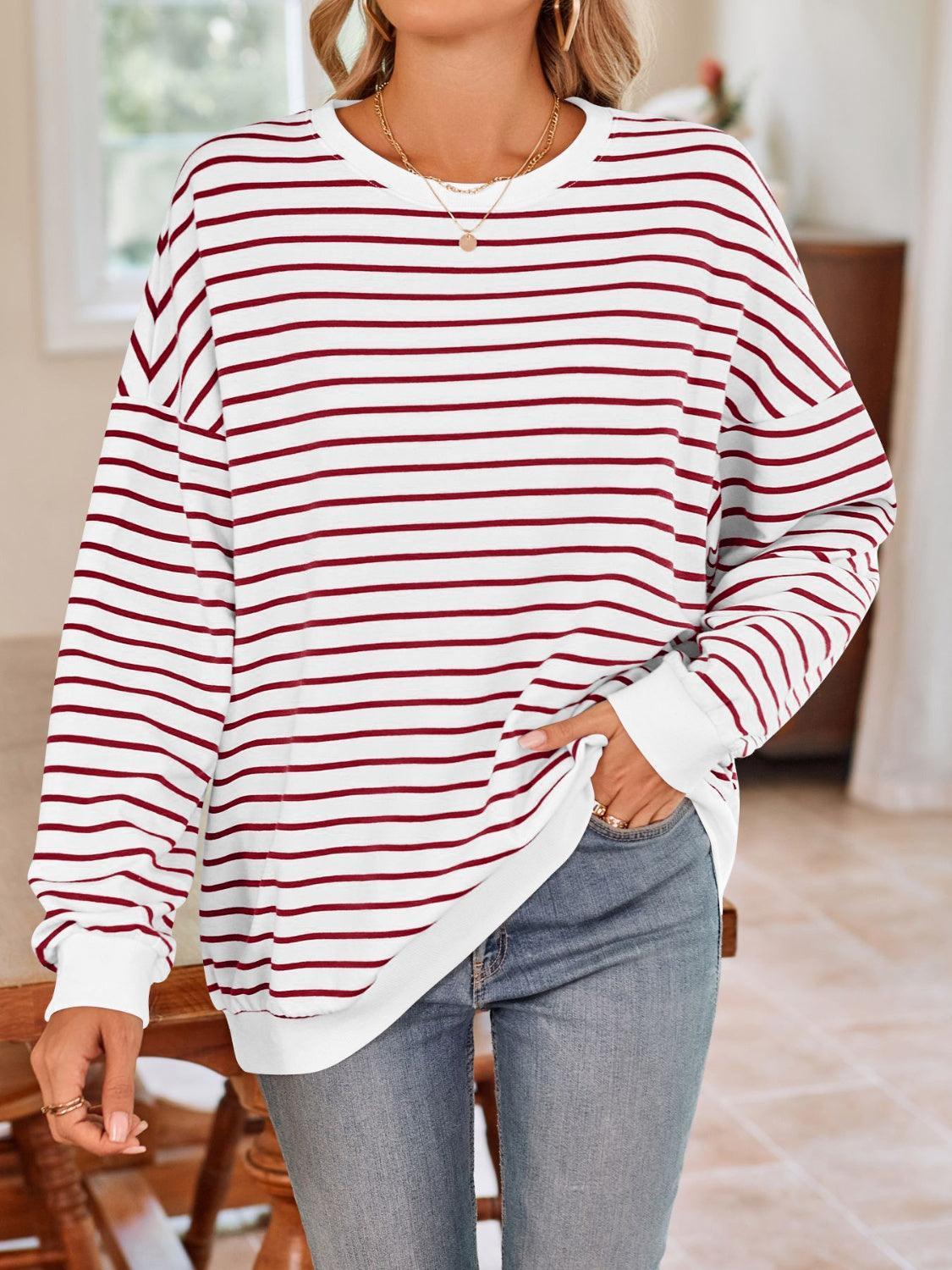 Sweat-shirt rayé à manches longues et col rond Lovelet