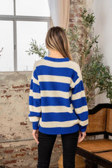 Pull col rond rayé contrasté taille réelle Sew In Love