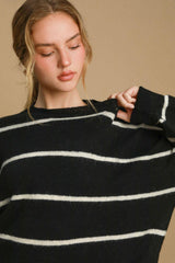 Pull col rond rayé en laine mélangée Umgee