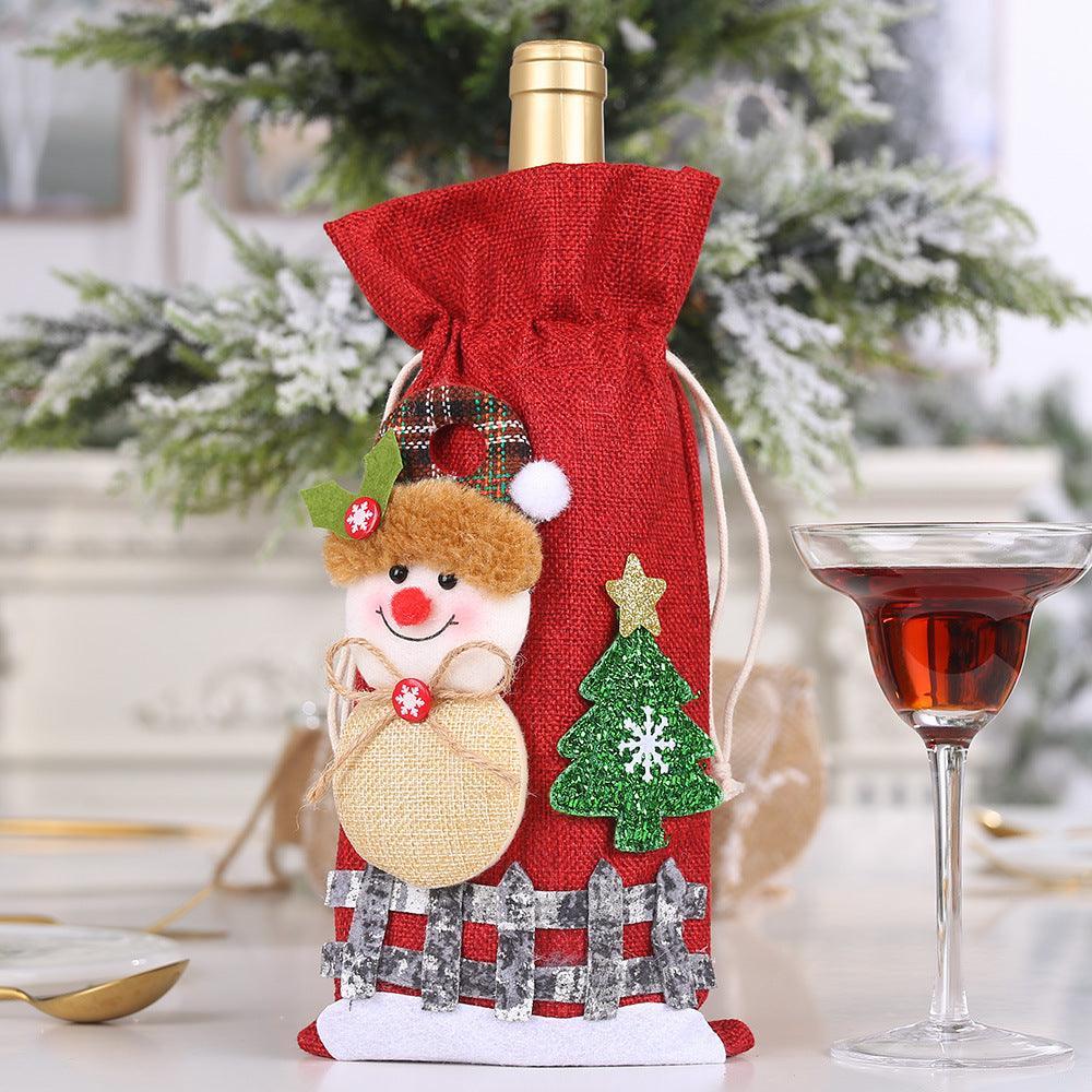 Assortiment de 2 housses de bouteille de vin pour poupée de Noël