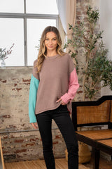 Pull à épaules tombantes et blocs de couleurs Sew In Love en taille réelle