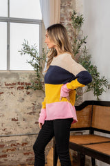 Pull à coutures apparentes en blocs de couleurs pleine grandeur Sew In Love