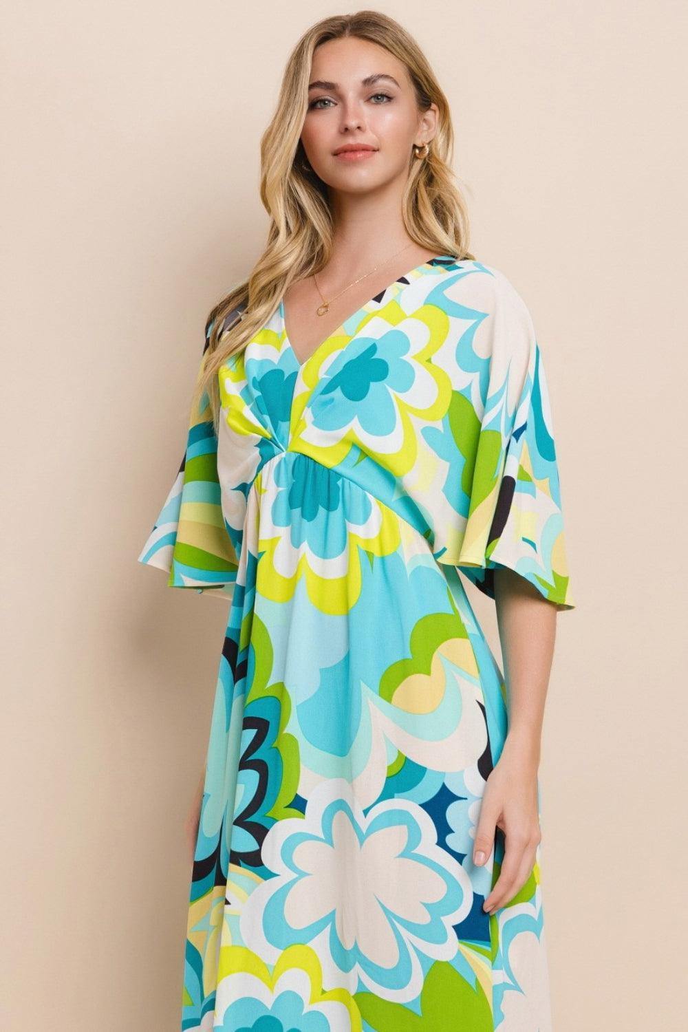 Robe longue fendue à imprimé floral ODDI