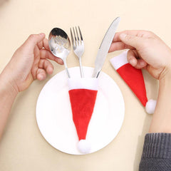 Lot de 20 porte-couverts en forme de chapeau de Noël