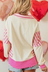Sweat-shirt à manches longues avec motif cœur à paillettes pour la Saint-Valentin