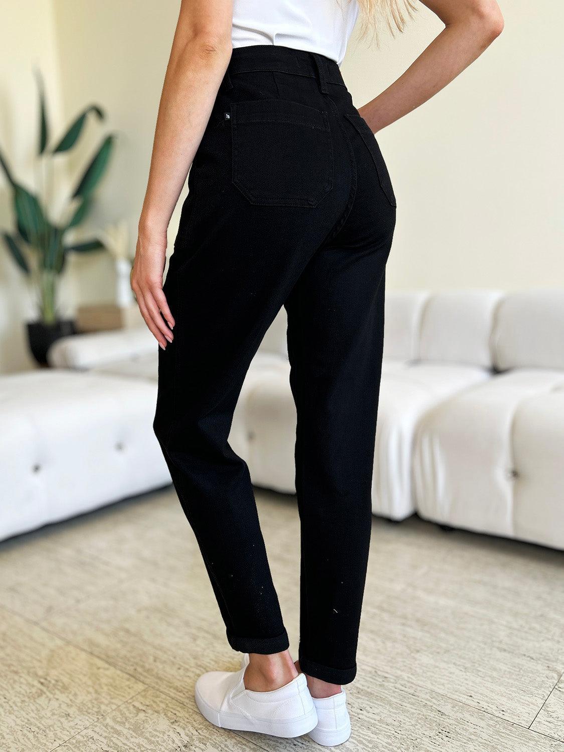 Jean taille haute bleu Judy à revers doubles et taille haute