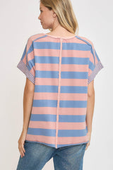 T-shirt rayé en molleton français avec patch Peace Sign d'Umgee