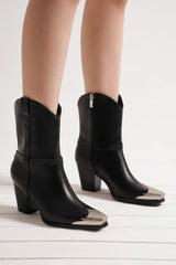 Bottines à bout en métal en similicuir Beast Fashion 