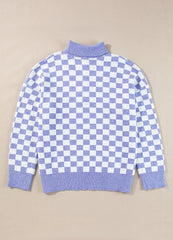 Pull à manches longues et col à carreaux grande taille