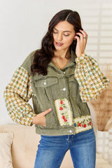 Veste boutonnée brodée à ourlet brut POL