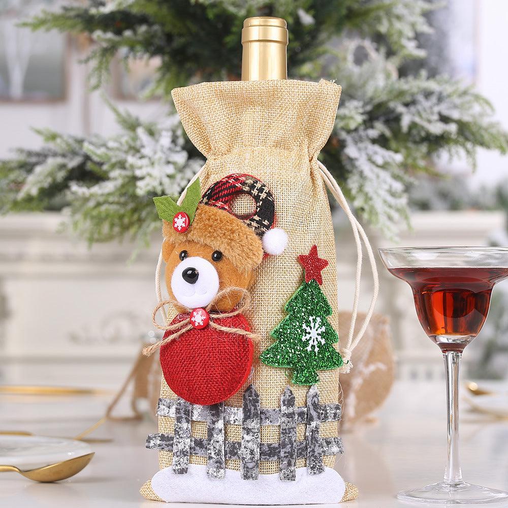 Assortiment de 2 housses de bouteille de vin pour poupée de Noël