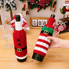 Lot de 2 housses de bouteille de vin en tricot torsadé