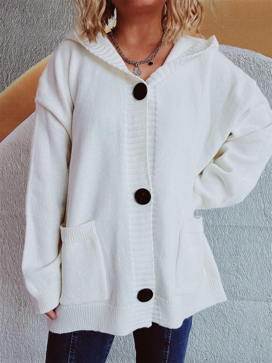 Cardigan à capuche à manches longues et épaules tombantes