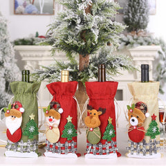Assortiment de 2 housses de bouteille de vin pour poupée de Noël