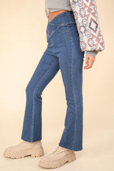 Leggings taille croisée extensibles en denim délavé VERY J